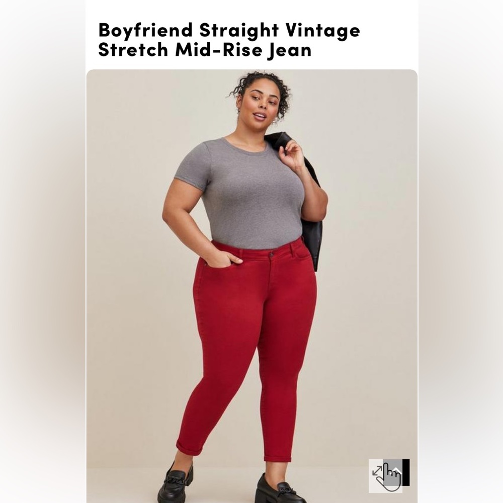 Torrid Boyfriend Straight Jeans Red sz 14 Short/petite